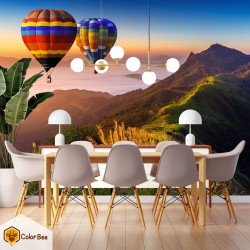 Fototapetai "Hills with hot air balloons"